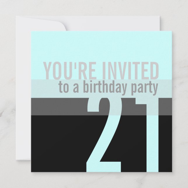 21. Geburtstag Party Einladungen {Aquamarin blau} (Vorderseite)