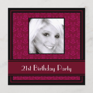 21. Geburtstag Party Einladungen Damask Burgund