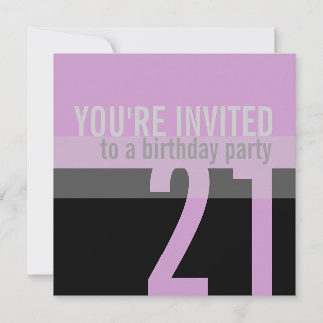 21. Geburtstag Party Einladungen {Lila} (Vorderseite)