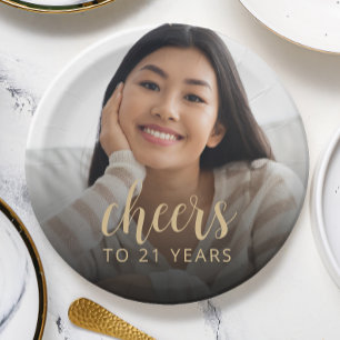 21. Geburtstag Party Foto Cheers Pappteller