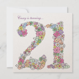 21. Geburtstag Party Frühjahr Blüte individuelle E Einladung