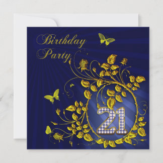 21. Geburtstag Party in Schwarz und Gold Einladung