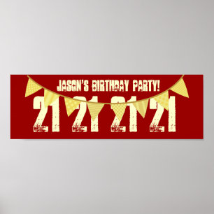 21. Geburtstag Party Individuelle Name YELLOW BANN Poster