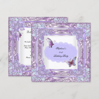 21. Geburtstag Party Lilac White Butterfly Einladung