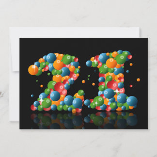 21. Geburtstag Party, mit Bläschen und Bälle Einladung