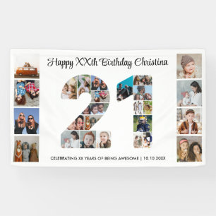 21. Geburtstag Party Nr. 21 FotoCollage Banner