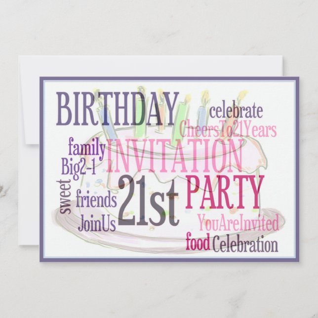 21. Geburtstag Party Personalisierte Einladung (Vorderseite)