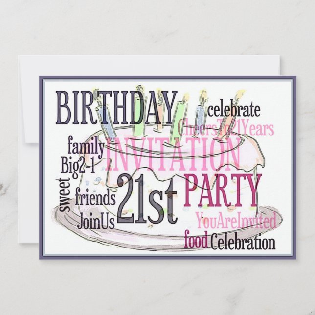 21. Geburtstag Party Personalisierte Einladung (Vorderseite)