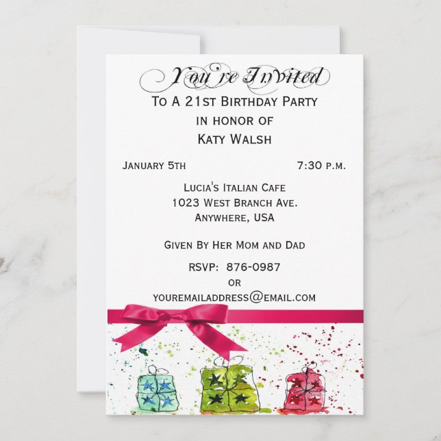 21. Geburtstag Party Personalisierte Einladung (Vorderseite)