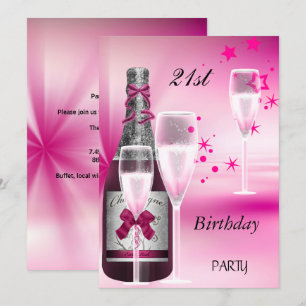 21. Geburtstag Party Pink Champagne 21 Einladung