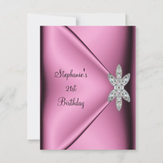 21. Geburtstag Party Pink Silk Diamond Jewel Einladung
