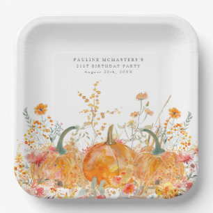 21. Geburtstag Party Pumpkin Wildblume Custom Pappteller