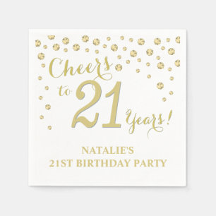 21. Geburtstag Party White und Gold Diamond Serviette