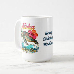 21. Geburtstag personalisierte tropische Meeressch Kaffeetasse