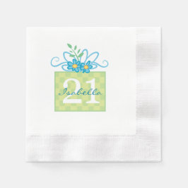 21. Geburtstag Pink Blue Cake Individuelle Name Serviette