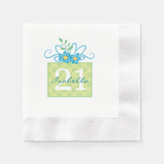 21. Geburtstag Pink Blue Cake Individuelle Name Serviette