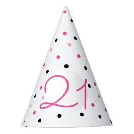 21. Geburtstag Pink Festive Polka Dots Partyhütchen