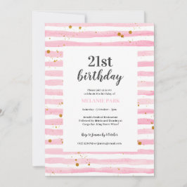 21. Geburtstag Pink Stripe Party Einladung