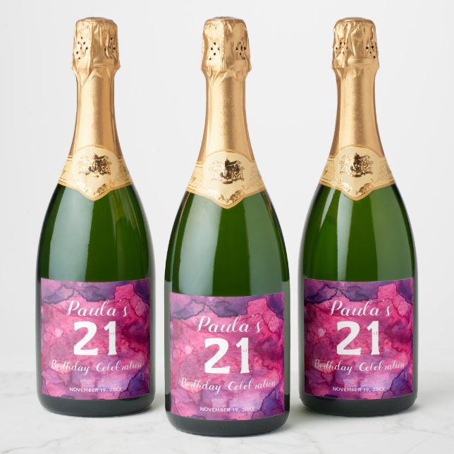 21. Geburtstag Rosa bis Schwarzes Wasser Sparkling (Flaschen)