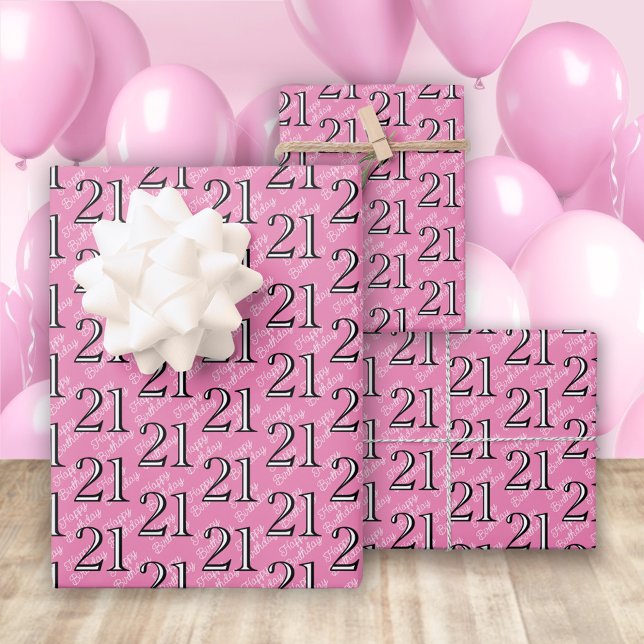 21. Geburtstag Rosa Geschenkpapier Set (Von Creator hochgeladen)