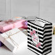 21. Geburtstag rosa Rosen Schwarz-weiße Streifen N Kleine Geschenktüte (Von Creator hochgeladen)