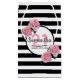 21. Geburtstag rosa Rosen Schwarz-weiße Streifen N Kleine Geschenktüte (Rückseite)