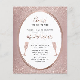 21. Geburtstag Rose Gold Champagne Einladung