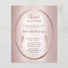 21. Geburtstag Rose Gold Champagne Einladung