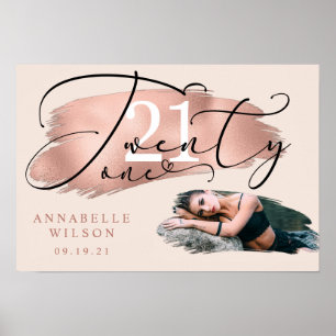 21. Geburtstag Rose Gold & Pink Foto Poster