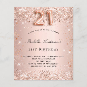 21. Geburtstag Rose Gold Schwarz Glitzer Haushalt Flyer
