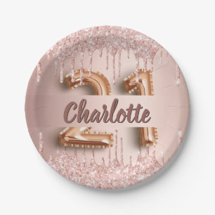 21. Geburtstag Rose Gold Tropfen Party Pappteller