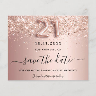 21. Geburtstag Rose Goldrot Save the Date