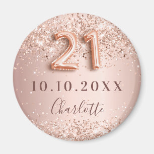 21. Geburtstag roségold rosafarben Save the Date Magnet