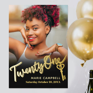 21. Geburtstag Schlüsselparty schwarz gold individ Poster