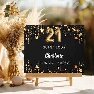 21. Geburtstag schwarze goldene Sterne Gästebuch