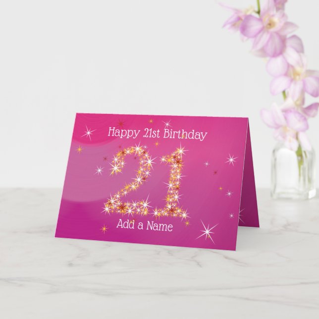 21. Geburtstag - Startnummern - Rosa - Alter 21 Ka Karte (Orchidee)