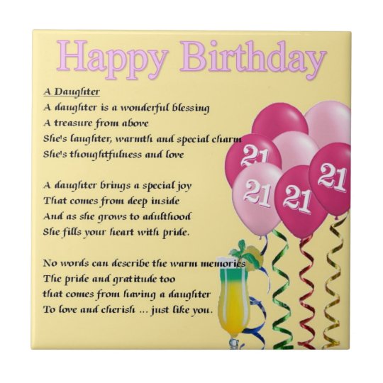 21 Geburtstag Tochter Gedicht Fliese Fliese