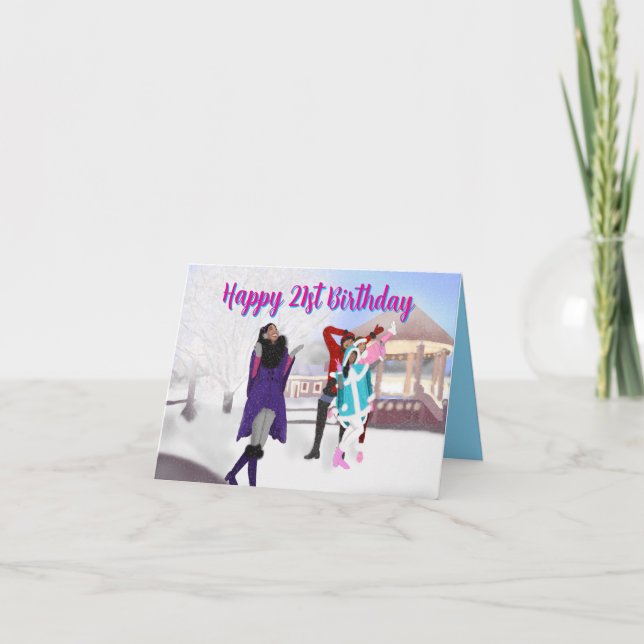 21. Geburtstag | Winter Baby Birthday Card Karte (Vorderseite)