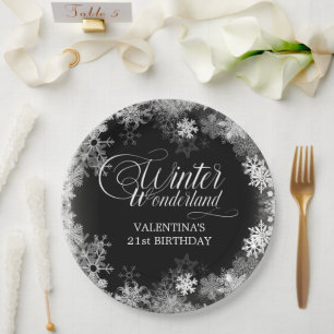 21. Geburtstag Winterwonderland Snowflake Gefallen Pappteller