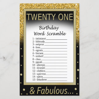 21. Geburtstag Word Scramble Game