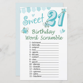 21. Geburtstag Word Scramble Game