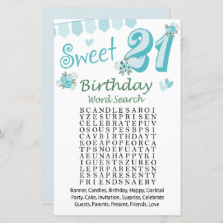 21. Geburtstag Word Search Game