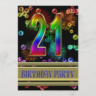 21. Geburtstags-Party Einladung mit Blasen