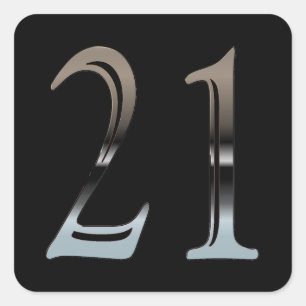 21. Geburtstags-Silber   Nr. 21 Quadratischer Aufkleber