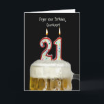 21. Geburtstagsbier für Grandson Karte<br><div class="desc">Geburtstagskerzen im Bier für Grandsons 21. Geburtstag.</div>