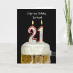 21. Geburtstagsbier für Grandson Karte<br><div class="desc">Geburtstagskerzen im Bier für Grandsons 21. Geburtstag.</div>