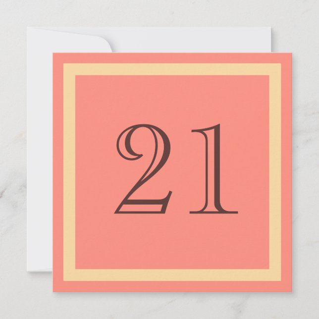 21. Geburtstagsfeier Party Einladung - Lachskorall (Vorderseite)