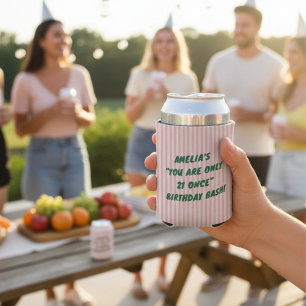 21. Geburtstagsfeier Rosa Grüne Retro Streifen Par Dosenkühler