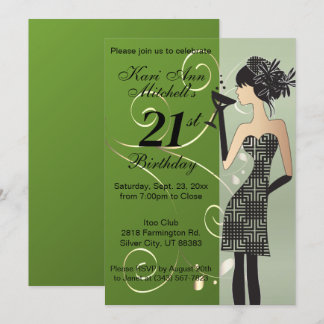 21. GeburtstagsGirl Party Bash - Green Einladung