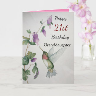 21. Geburtstagsgrandtochter Hübsch Hummingbird Karte